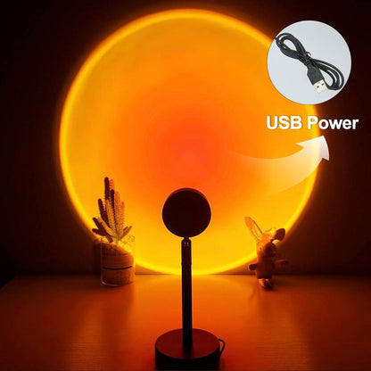 Transform Your Space with the Fall Sunset Lamp Projector - 180° Adjustable RGB Mood Light for Ambience, Gaming & Parties!