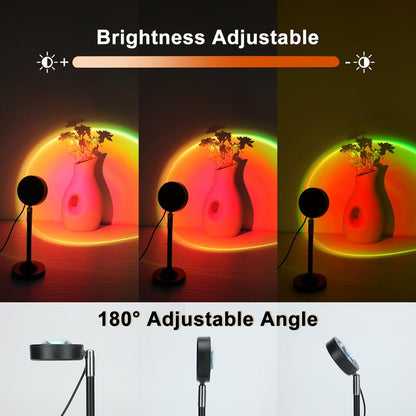 Transform Your Space with the Fall Sunset Lamp Projector - 180° Adjustable RGB Mood Light for Ambience, Gaming & Parties!