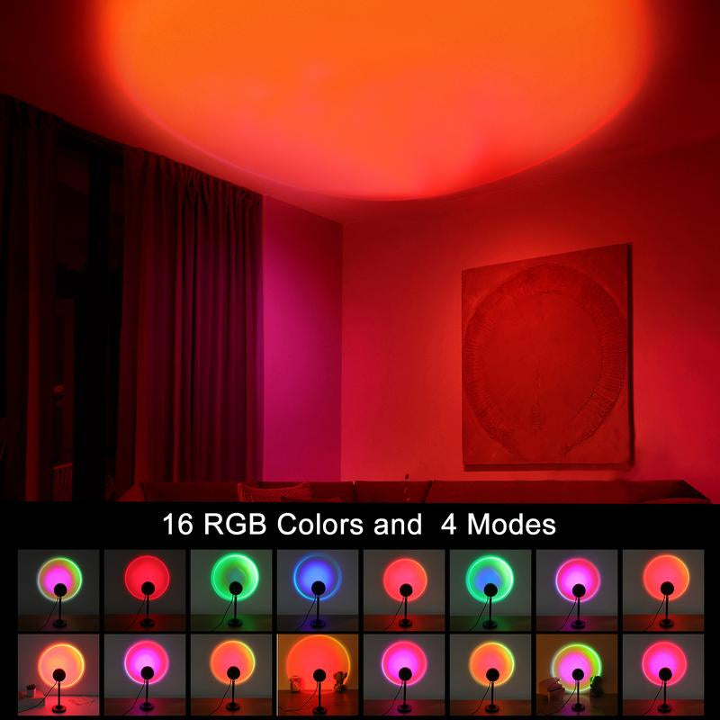 Transform Your Space with the Fall Sunset Lamp Projector - 180° Adjustable RGB Mood Light for Ambience, Gaming & Parties!